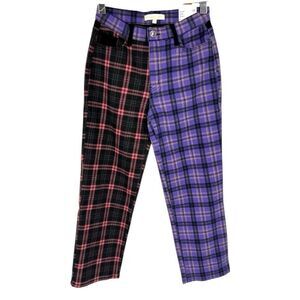 Madden Girl Purple Plaid Jeans Gorpcore Utility Size 31 NWT